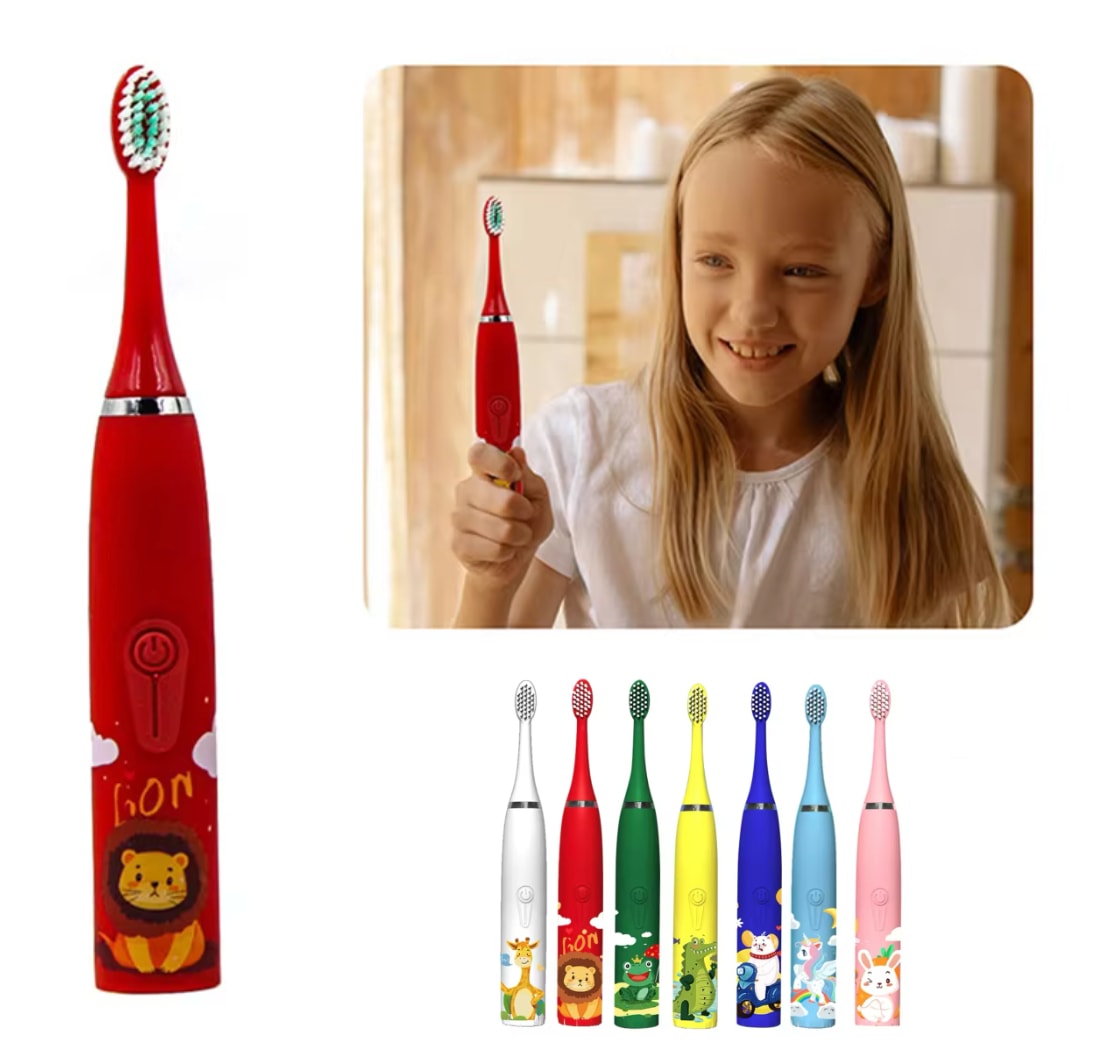 Otroška električna zobna ščetka z vgrajenim časovnikom in 4 dodatnimi glavami ščetke