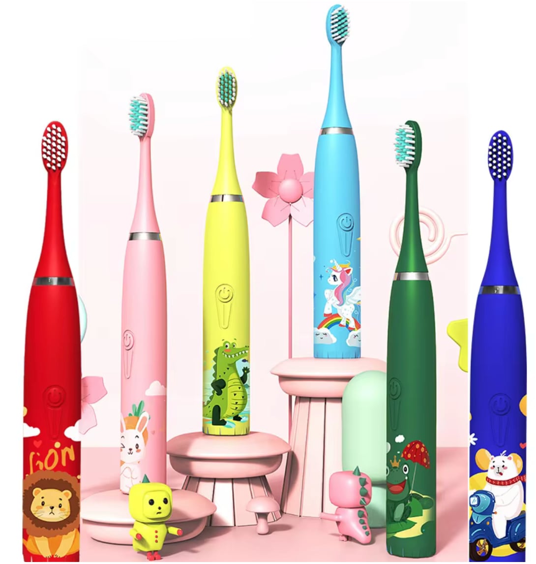 Otroška električna zobna ščetka z vgrajenim časovnikom in 4 dodatnimi glavami ščetke