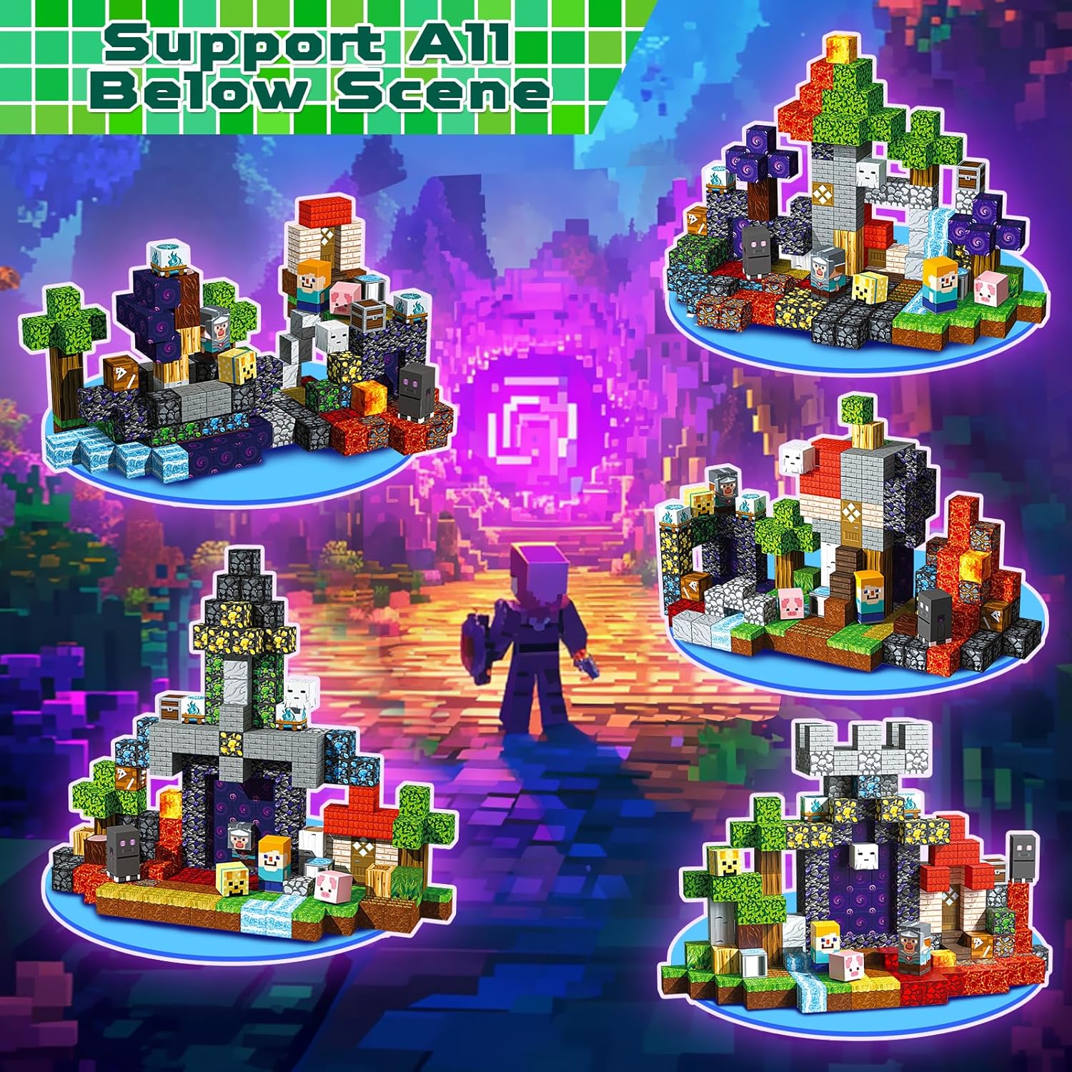 MAGNECRAFT Magnetic Blocks – 200 kosov magnetnih gradbenih kock STEM igrača za otroke 3+