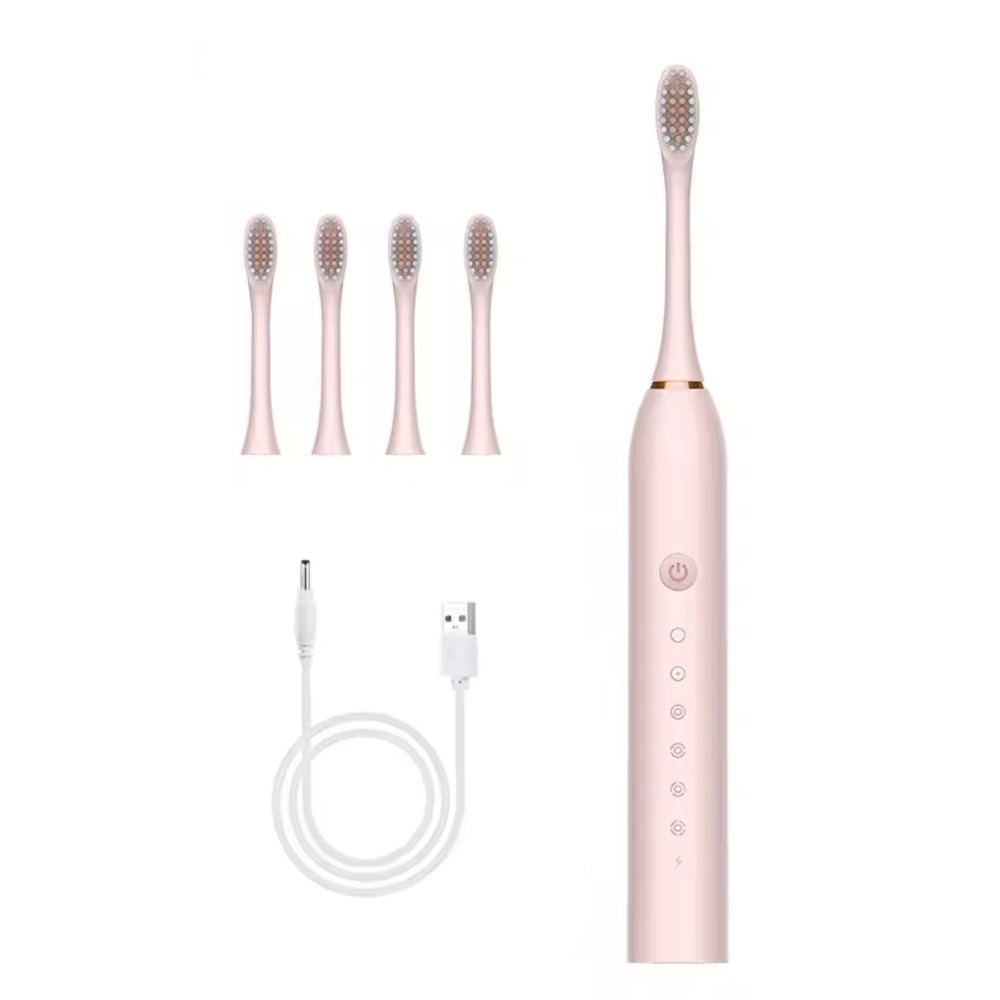 Električna zobna ščetka z vgrajenim časovnikom, 4 dodatnimi glavami ščetke, stojalom in etuijem