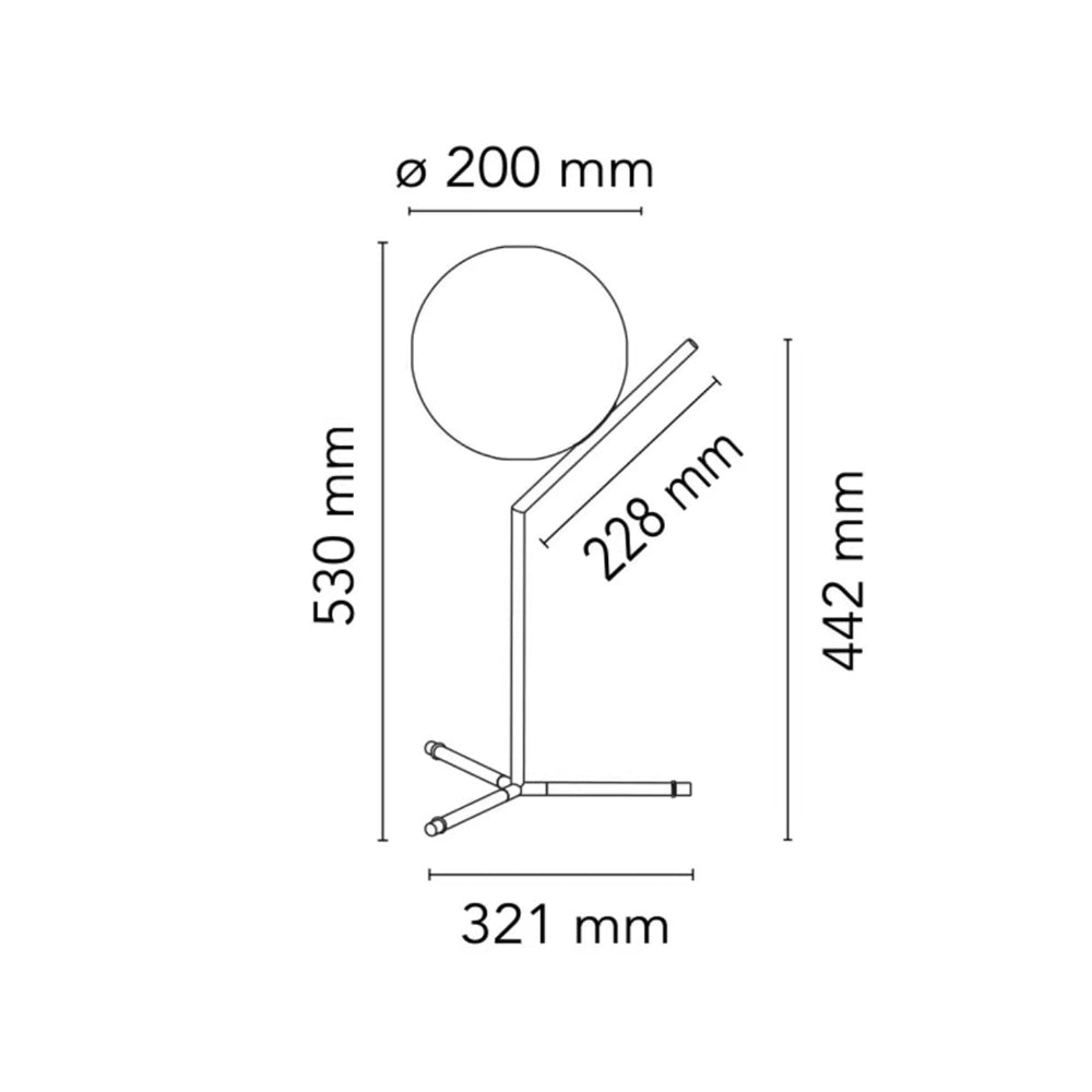 Dizajnerska namizna svetilka Alaris, steklo, kov