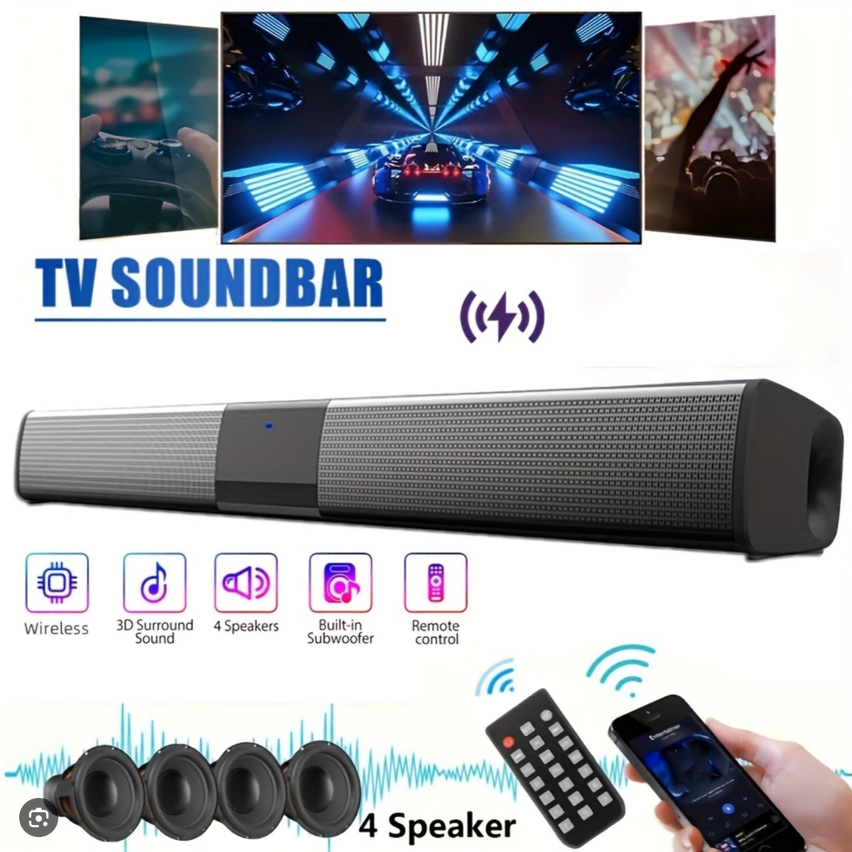 SonicLine 4.0 Bluetooth soundbar – 55 cm, 4 zvočniki, prostorski zvok