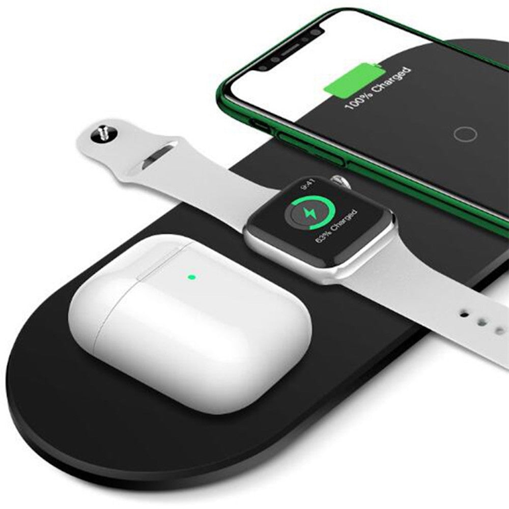 Brezžični polnilnik 3 v 1 za mobilni telefon, slušalke in uro