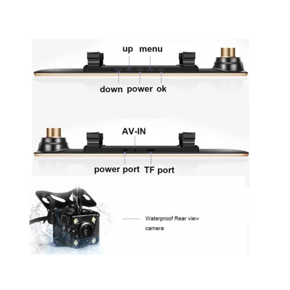 Vzvratno avtomobilsko ogledalo s kamero s 4,3-palčnim LCD zaslonom in snemalnikom