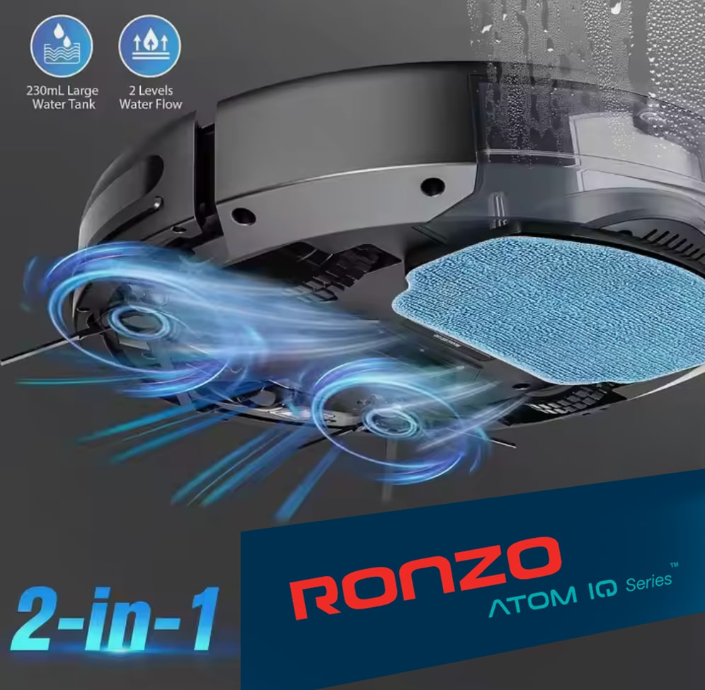 RONZO ATOM IQ Robotski sesalnik in čistilec tal s polnilno postajo