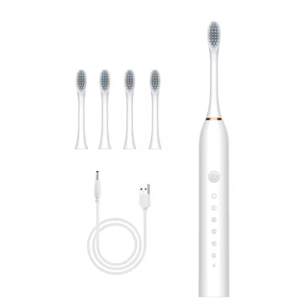 Električna zobna ščetka z vgrajenim časovnikom, 4 dodatnimi glavami ščetke, stojalom in etuijem