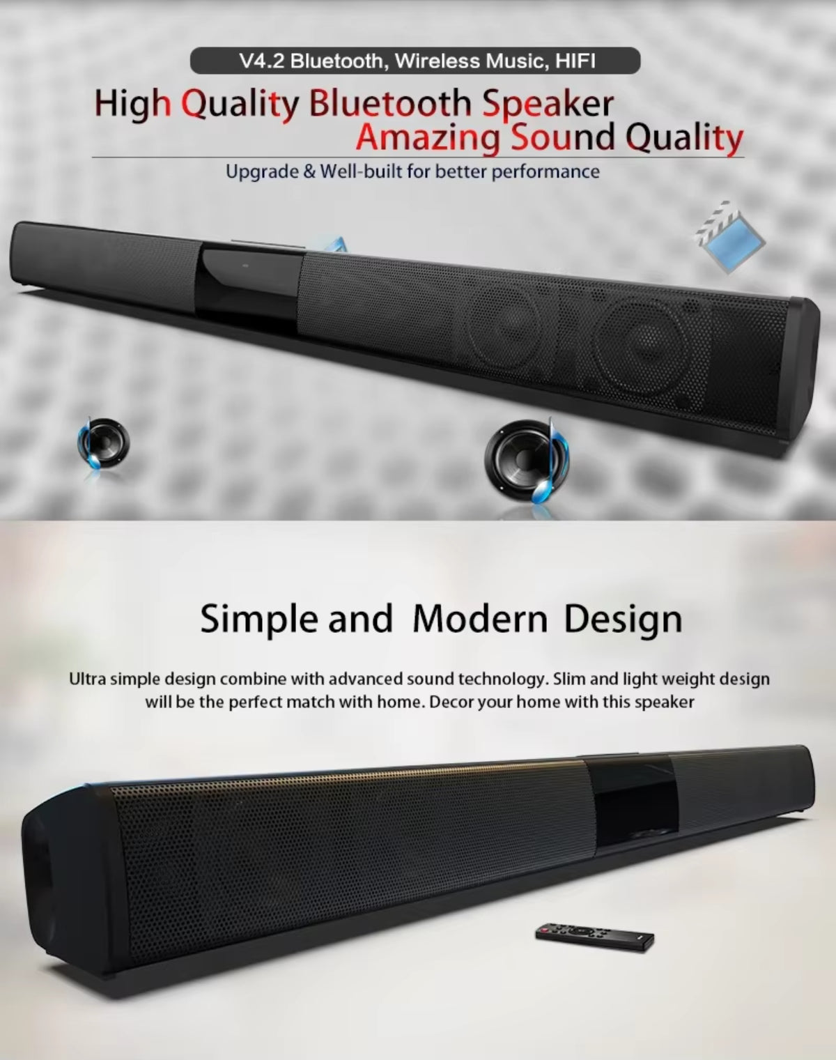 SonicLine 4.0 Bluetooth soundbar – 55 cm, 4 zvočniki, prostorski zvok